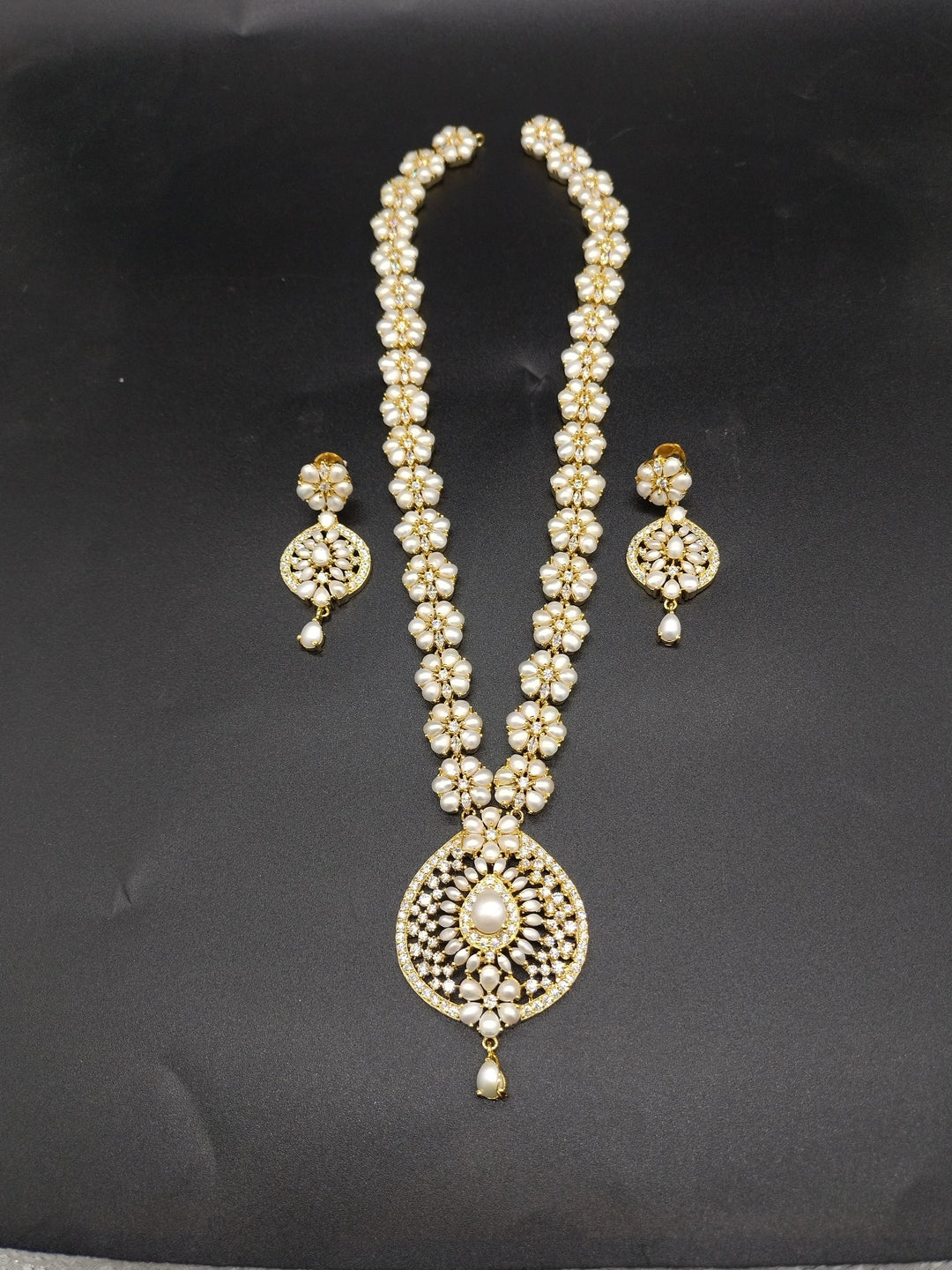 Mandala Elegance Freshwater Pearl Long Haram Set | SHOBITAM