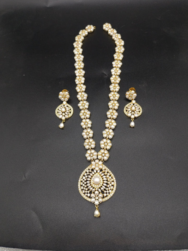 Mandala Elegance Freshwater Pearl Long Haram Set | SHOBITAM
