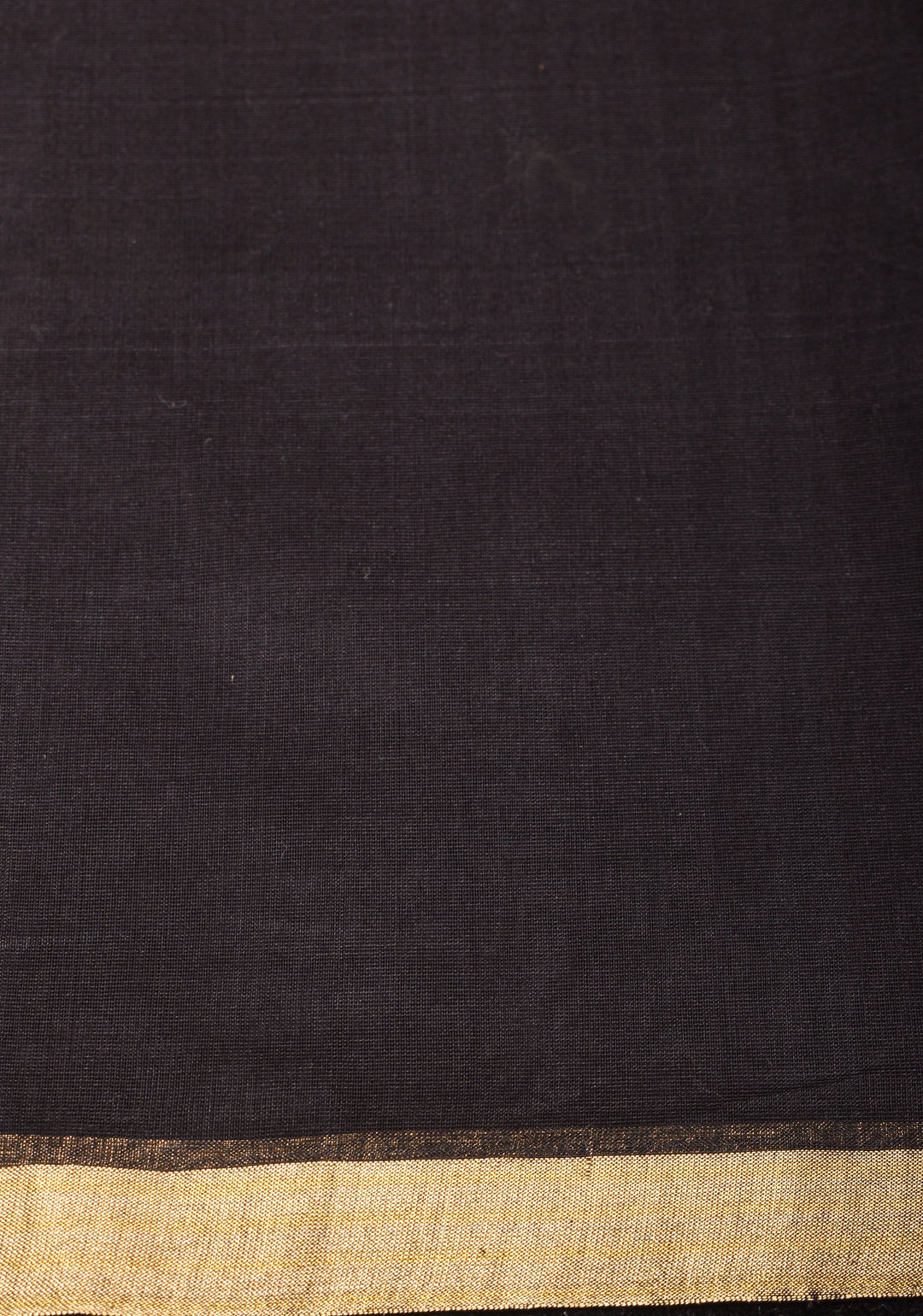 Half and Half Black and Gold Handwoven Zari Stripes Tissue Maheshwari Silk Cotton Saree