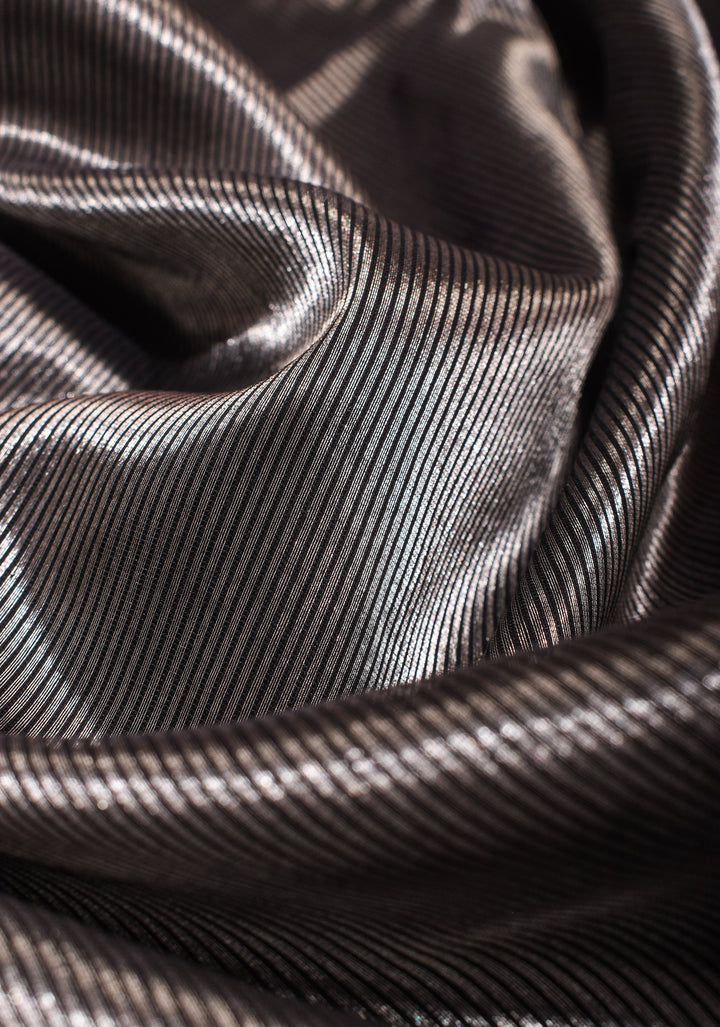 Half and Half Black and Silver Tissue Maheshwari Silk Cotton Saree