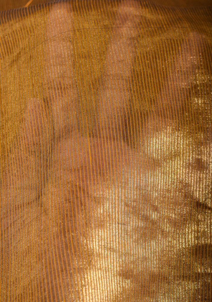 Elegant Half and Half Gold Tissue Maheshwari Silk Cotton Saree