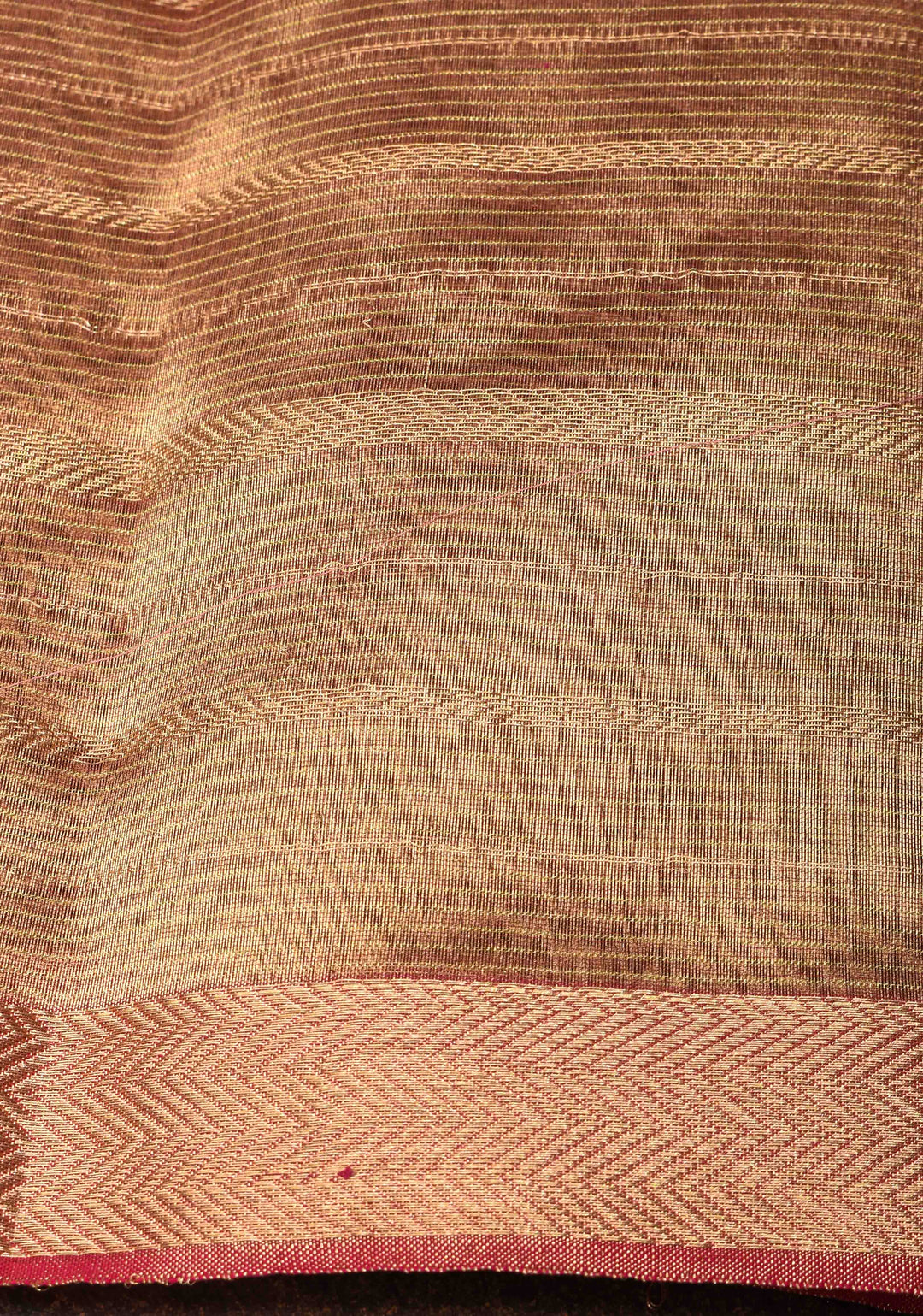 Green Handwoven Maheshwari Silk Cotton Saree with Horizontal zari Stripes and Border