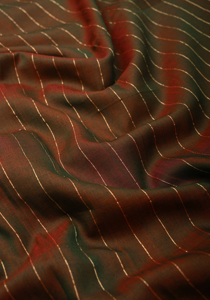 green and red Reversible Maheshwari Mercerized Cotton Saree with extralong tassels, no blouse piece