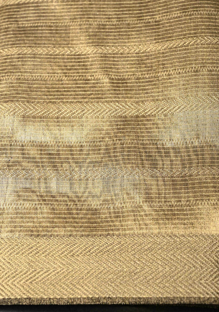 Henna Green Handwoven Maheshwari Silk Cotton Saree with Horizontal Stripes and Zari Border