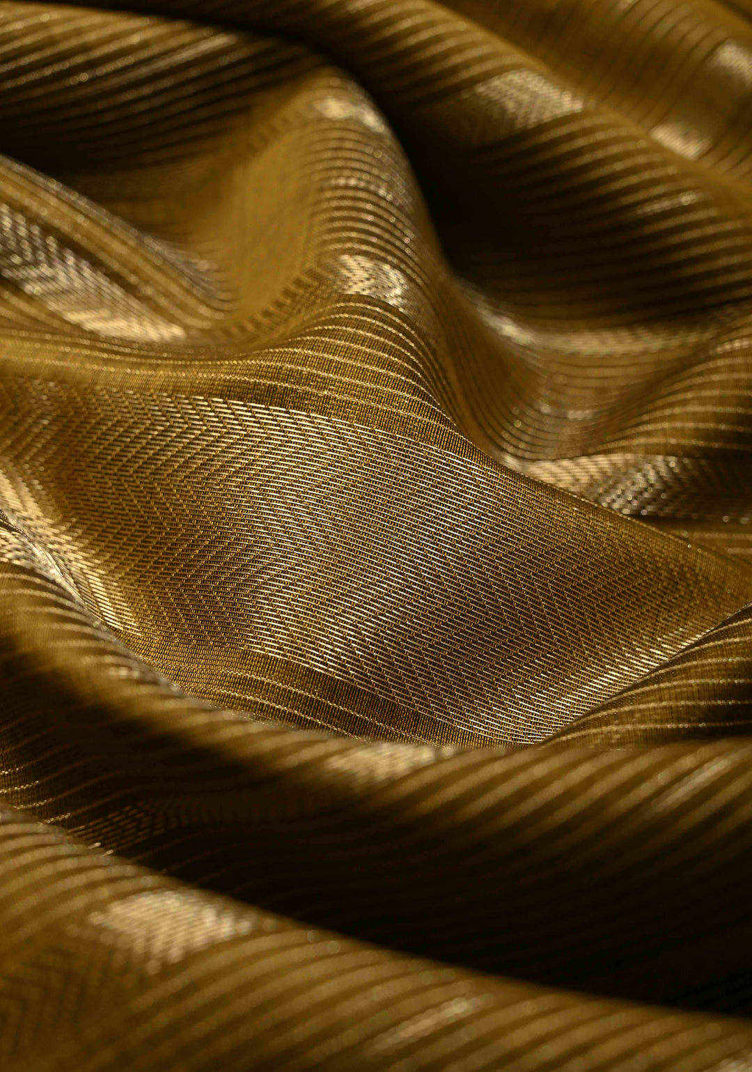 Henna Green Handwoven Maheshwari Silk Cotton Saree with Horizontal Stripes and Zari Border
