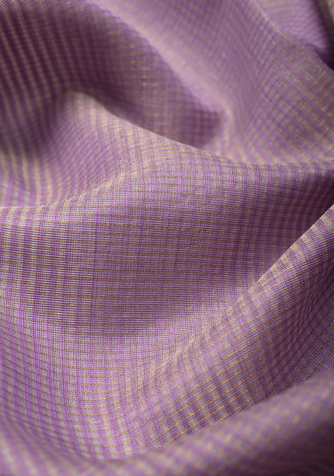 Lavender Handwoven Vairaoosi Zari Stripes Maheshwari Silk Cotton Saree with Contrast Zari Borders