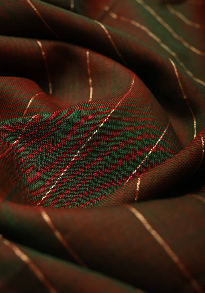 green and red Reversible Maheshwari Mercerized Cotton Saree with extralong tassels, no blouse piece