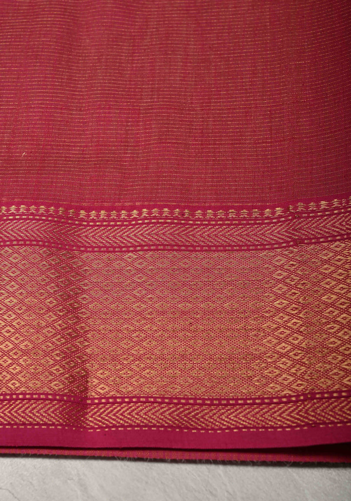 Yellow Handwoven Maheshwari Silk Cotton Saree with Tissue Checks and Contrast Zari Border