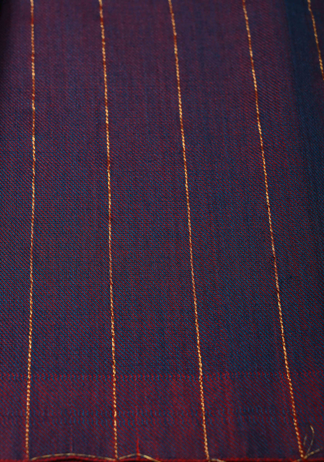 Blue-Red Reversible Maheshwari Mercerized Cotton Saree with Zari Stripes, No Blouse Piece