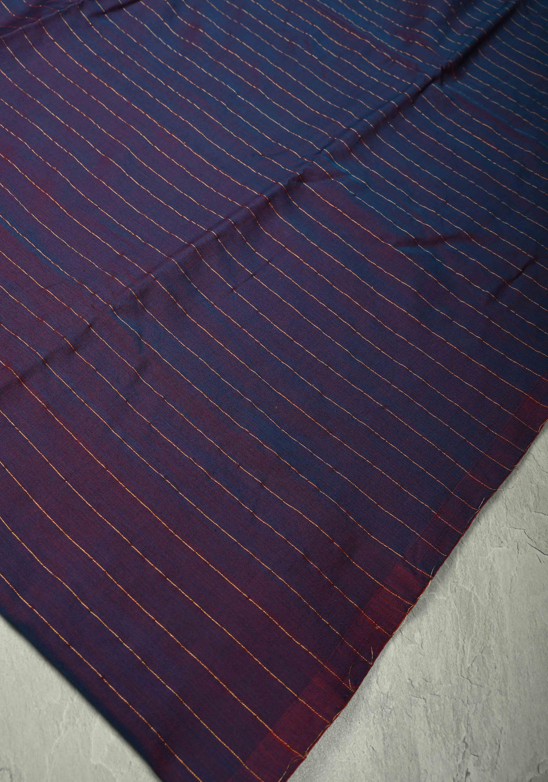 Blue-Red Reversible Maheshwari Mercerized Cotton Saree with Zari Stripes, No Blouse Piece