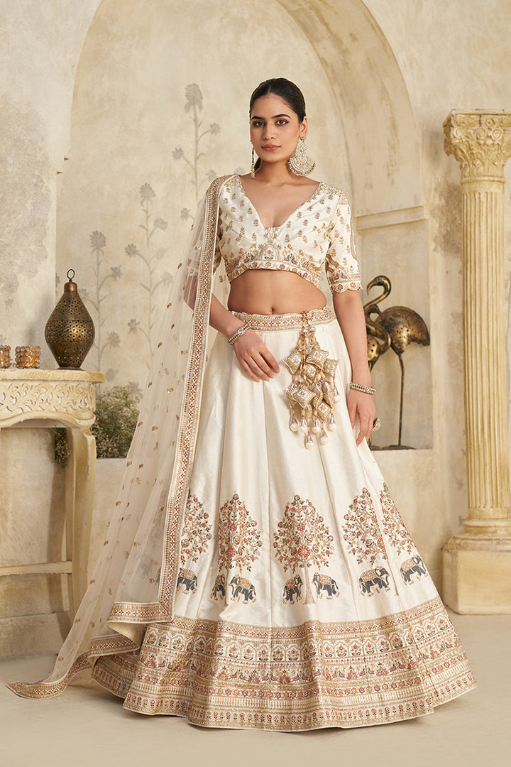 Haathi Baaraat Ivory Bridal Lehenga | SHOBITAM