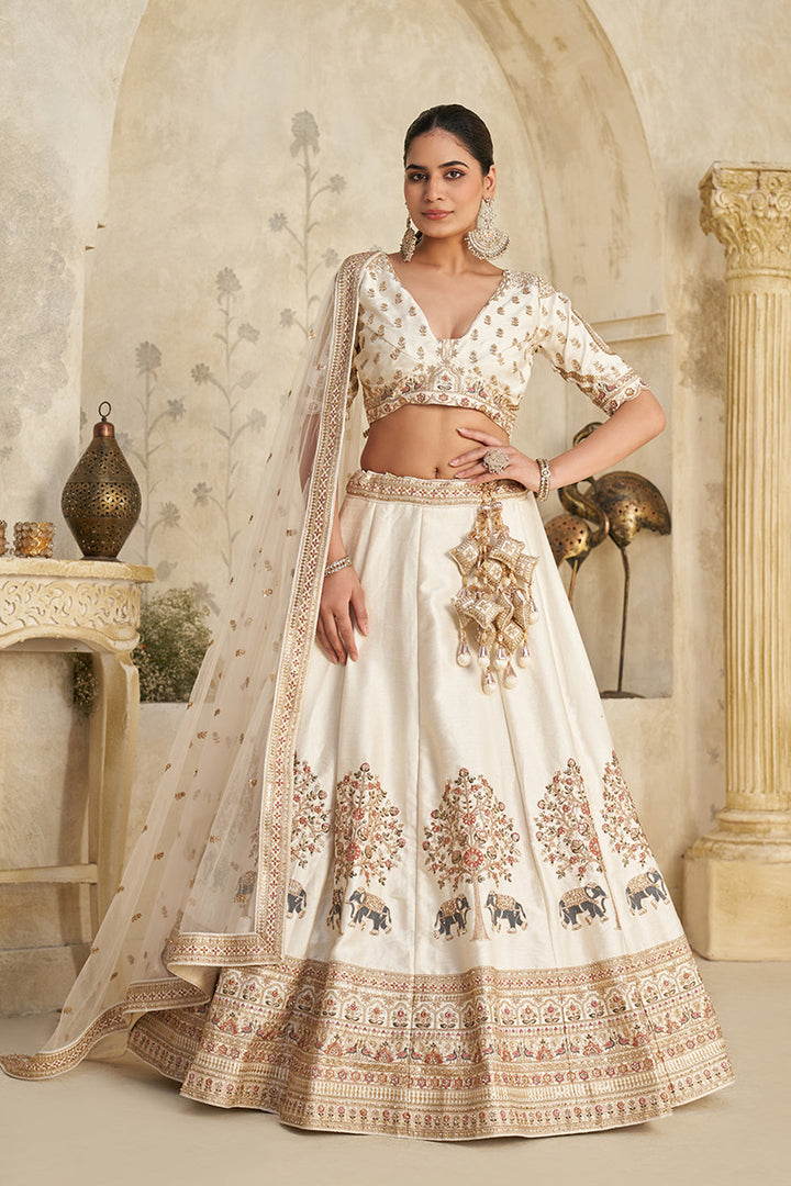 Haathi Baaraat Ivory Bridal Lehenga | SHOBITAM