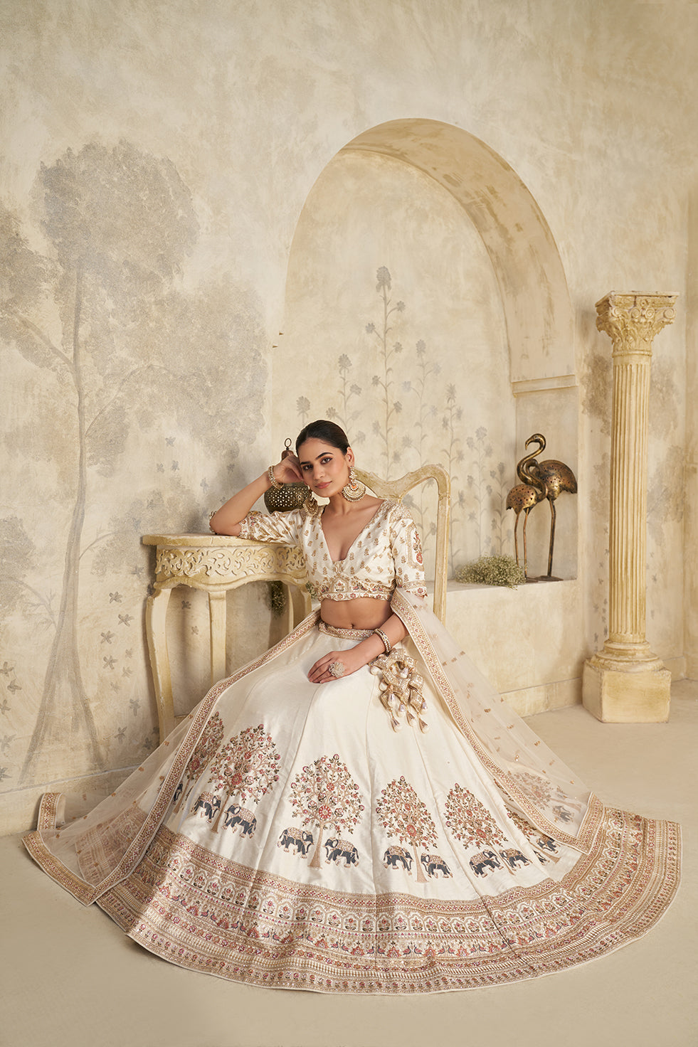 Haathi Baaraat Ivory Bridal Lehenga | SHOBITAM