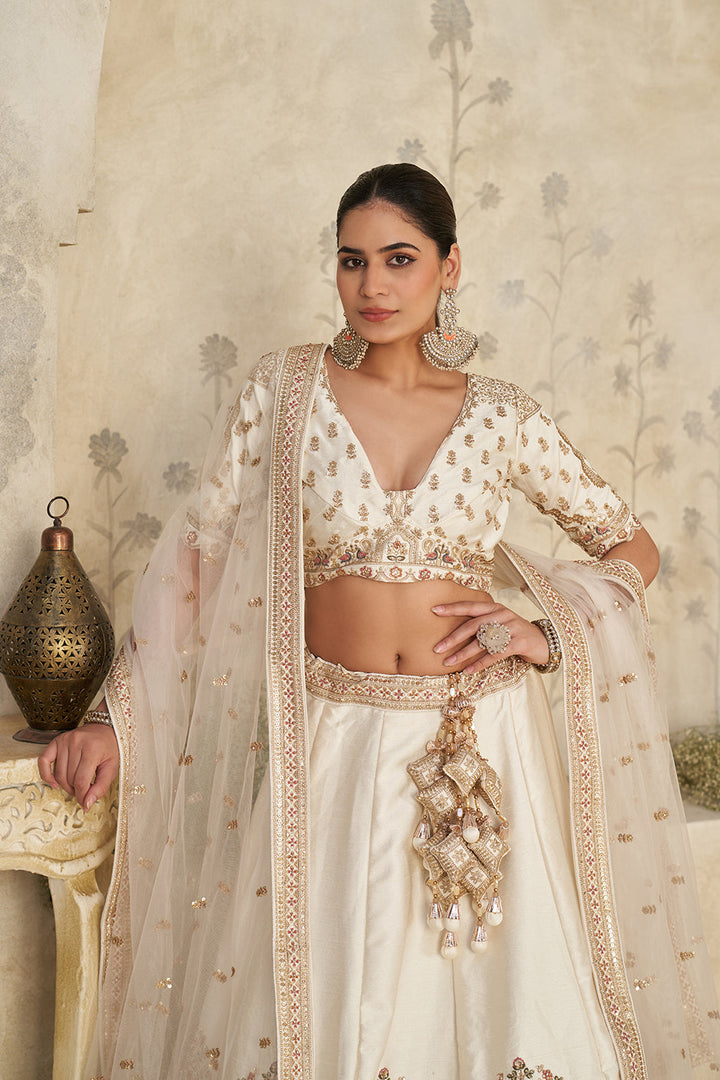 Haathi Baaraat Ivory Bridal Lehenga | SHOBITAM