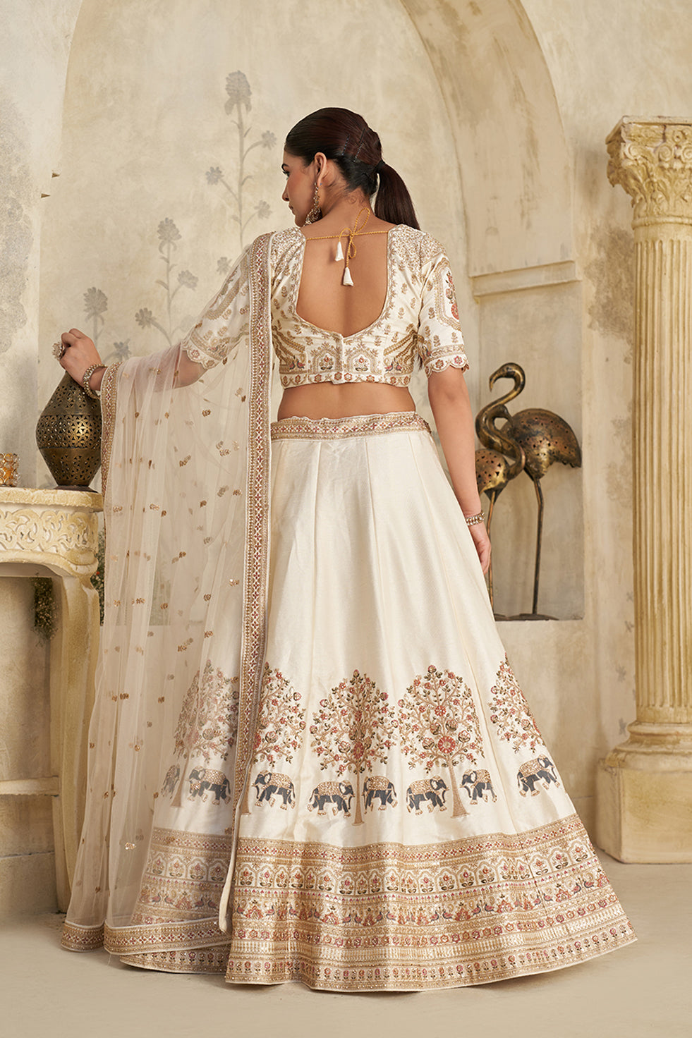 Haathi Baaraat Ivory Bridal Lehenga | SHOBITAM