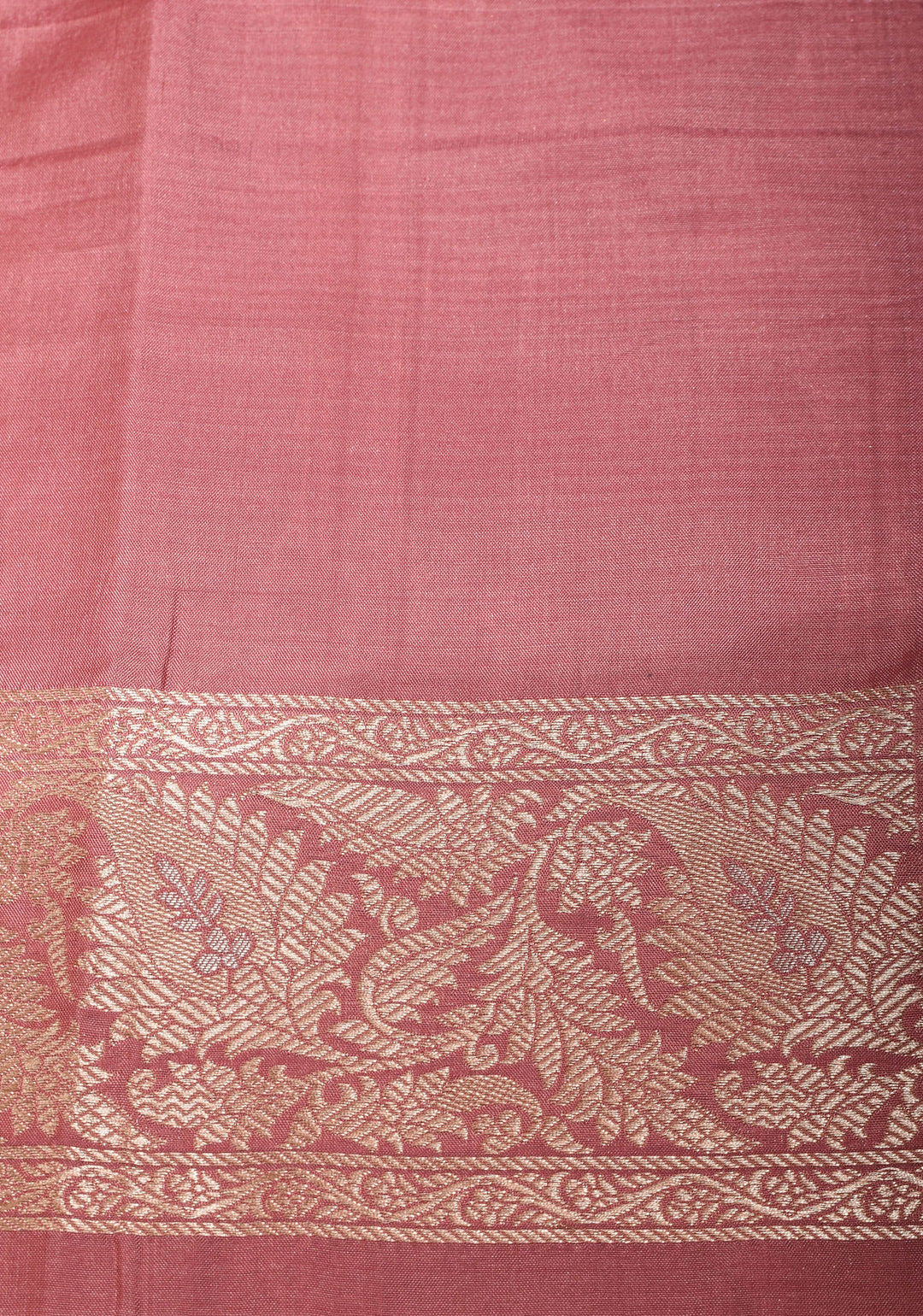 Dusty Rose Banarasi Pure Katan Silk Saree with Alfi Floral Motifs and Brocade Blouse Piece | SILK MARK CERTIFIED