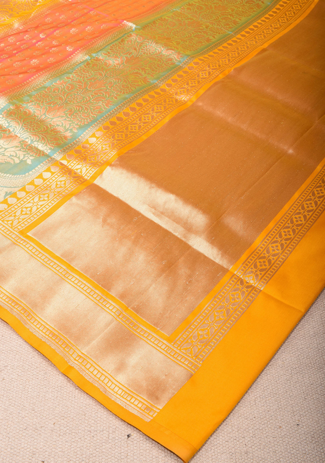 Banarasi  Jharokha Pattern Katan silk saree in Yellow and Zari Border | SILK MARK CERTIFIED