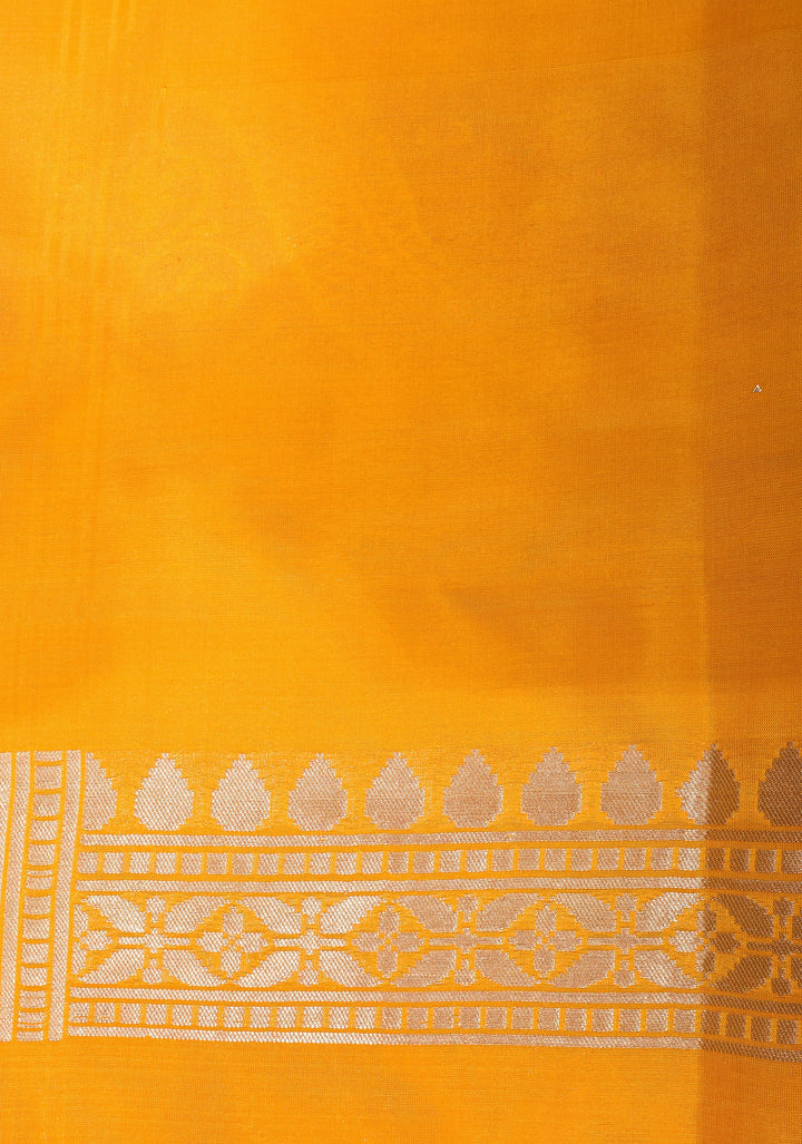 Banarasi  Jharokha Pattern Katan silk saree in Yellow and Zari Border | SILK MARK CERTIFIED