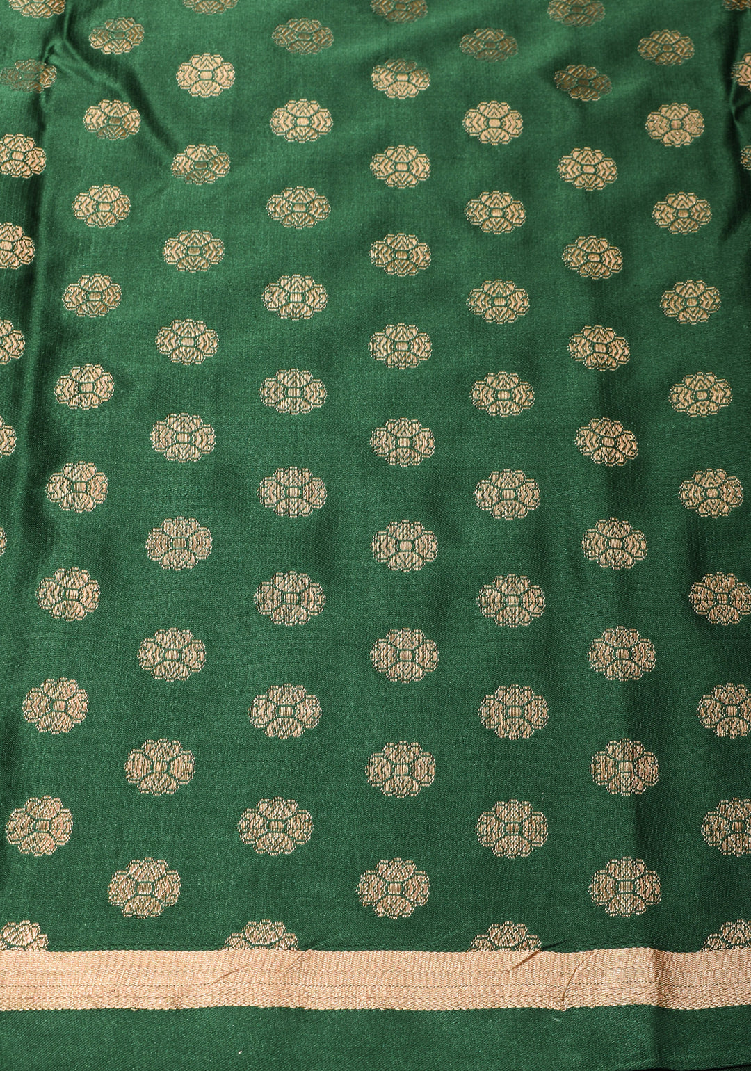 Bottle Green Pure Mashru Silk Saree with Jhumka motif | SILK MARK CERTIFIED