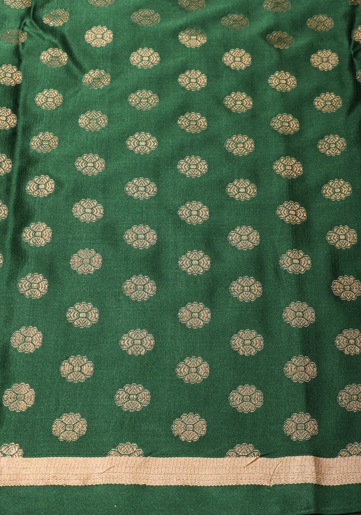 Bottle Green Pure Mashru Silk Saree with Jhumka motif | SILK MARK CERTIFIED