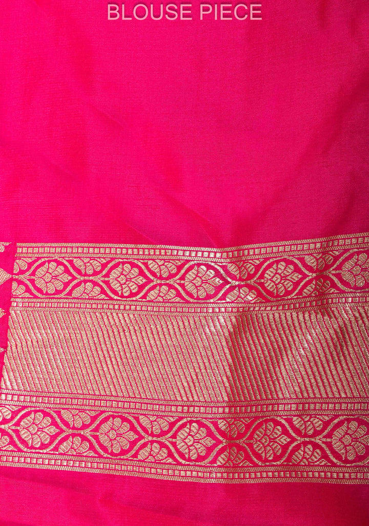 Dark Pink Banarasi Brocade Katan Silk Saree with Zari Border | SILK MARK CERTIFIED