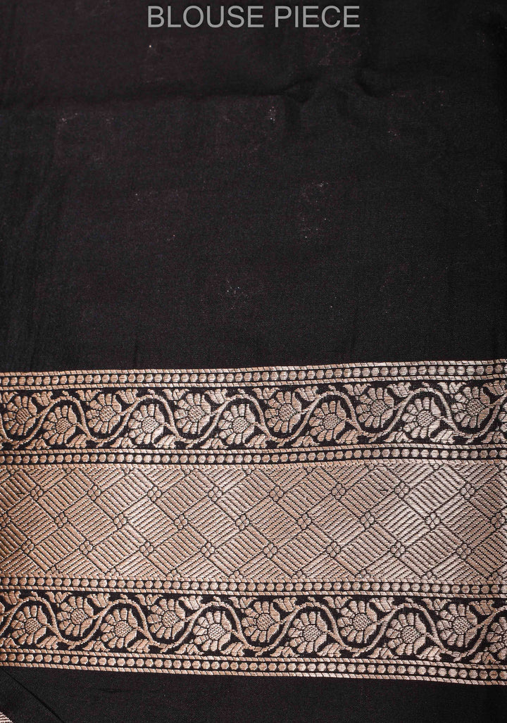 Banarasi Pure Katan Silk Saree in Black with Chunri Buttis and Zari Border | SILK MARK CERTIFIED