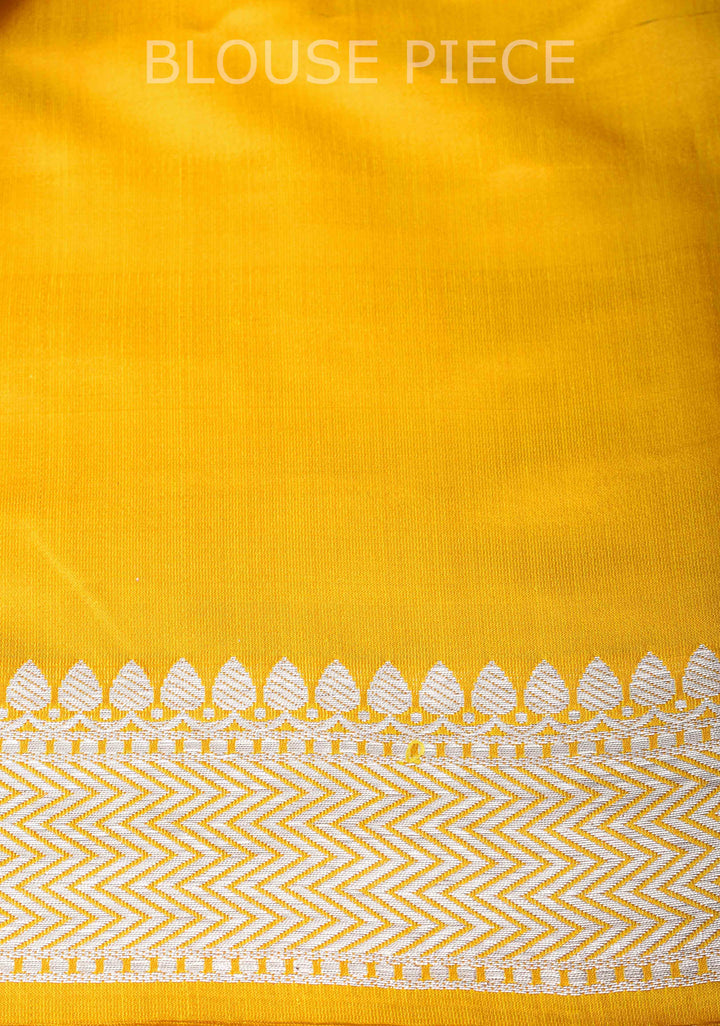 Stunning Yellow Mashru Silk Saree with Floral Butti and Zari Border | SILK MARK CERTIFIED