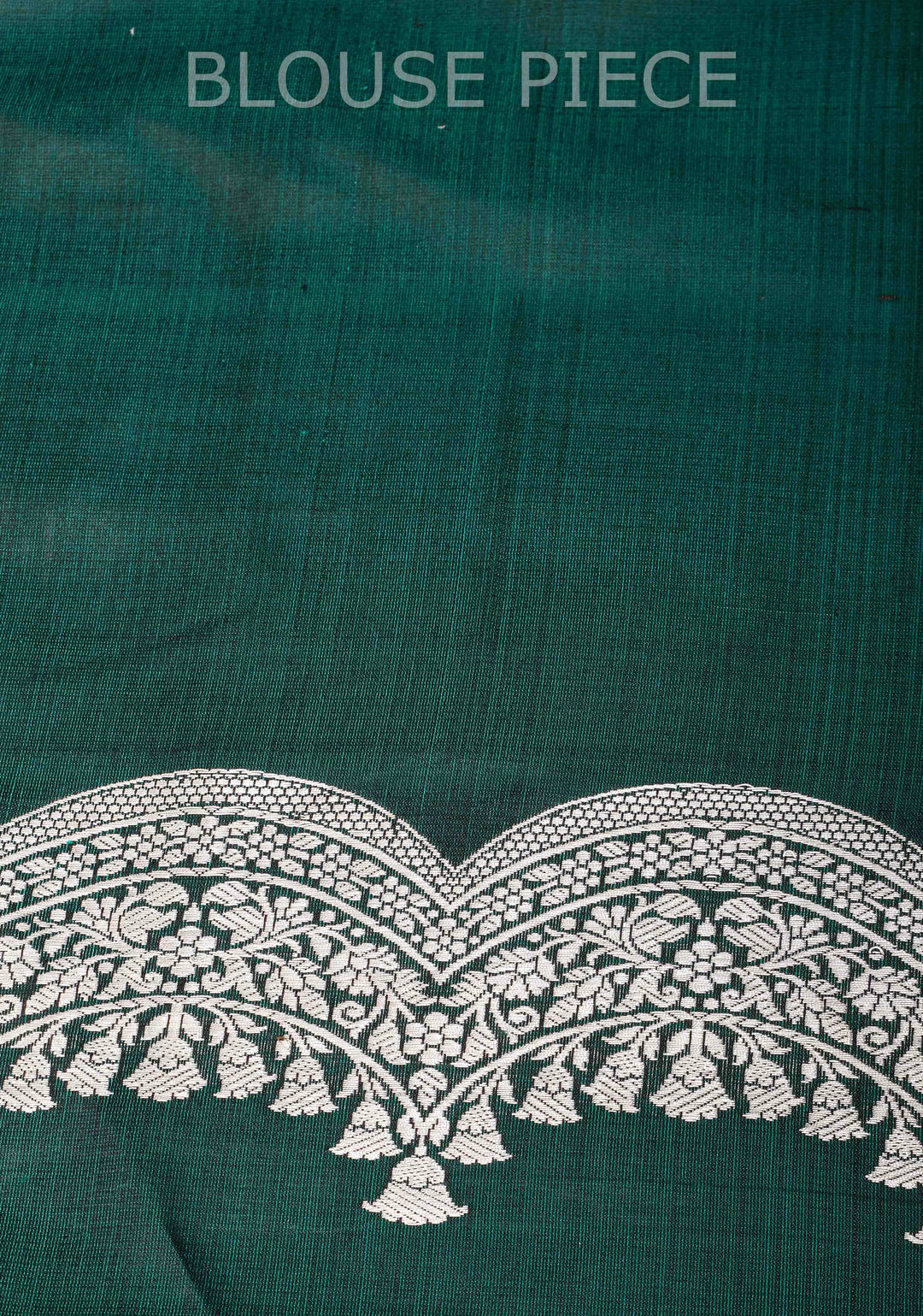 Bottle green Mashru silk with Zari butis and Scallop border | SILK MARK CERTIFIED