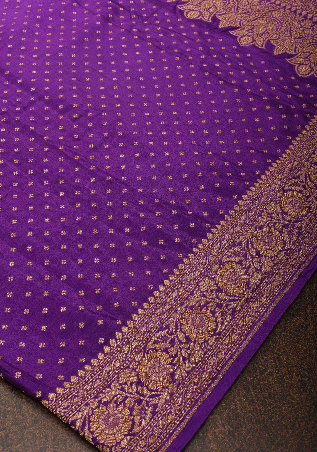 Banarasi Georgette Silk Saree with Chunri Butti and and Oxidized Zari Border | SILK MARK CERTIFIED