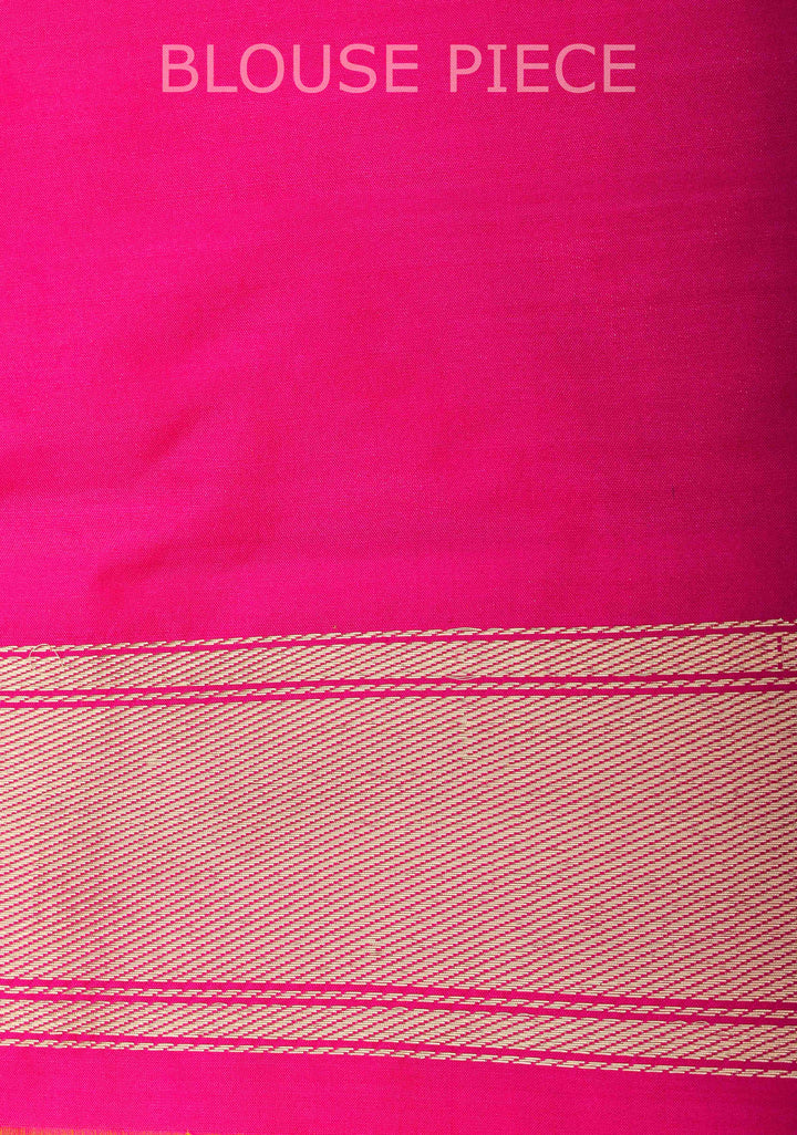 Borderless Banarasi Pure Katan Silk Saree in Yellow with Floral Motifs | SILK MARK CERTIFIED