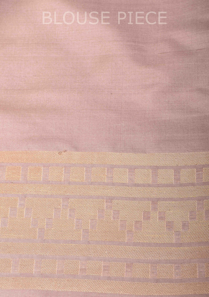 Taupe Banarasi Katan Silk Saree with Abstract Brocade and Zari Borders | SILK MARK CERTIFIED