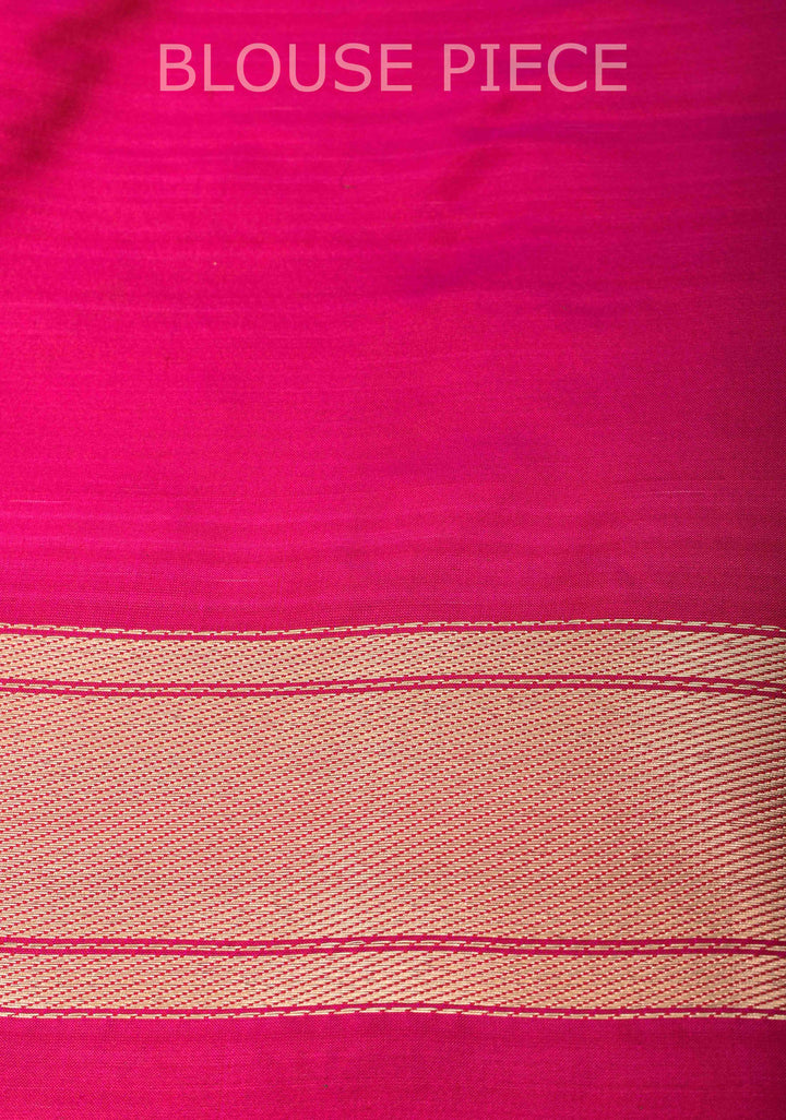 Borderless Banarasi Pure Katan Silk Saree in Peacock Dual Tone with Sona Rupa Floral Motifs | SILK MARK CERTIFIED