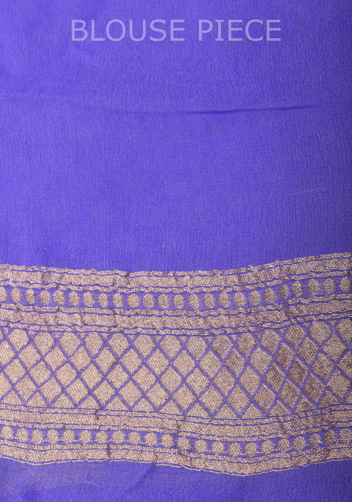 Blue Banarasi Georgette Silk Saree with Chunri Butti and and  Zari Border | SILK MARK CERTIFIED