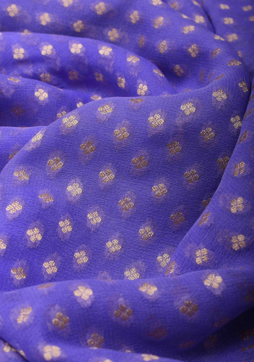 Blue Banarasi Georgette Silk Saree with Chunri Butti and and  Zari Border | SILK MARK CERTIFIED