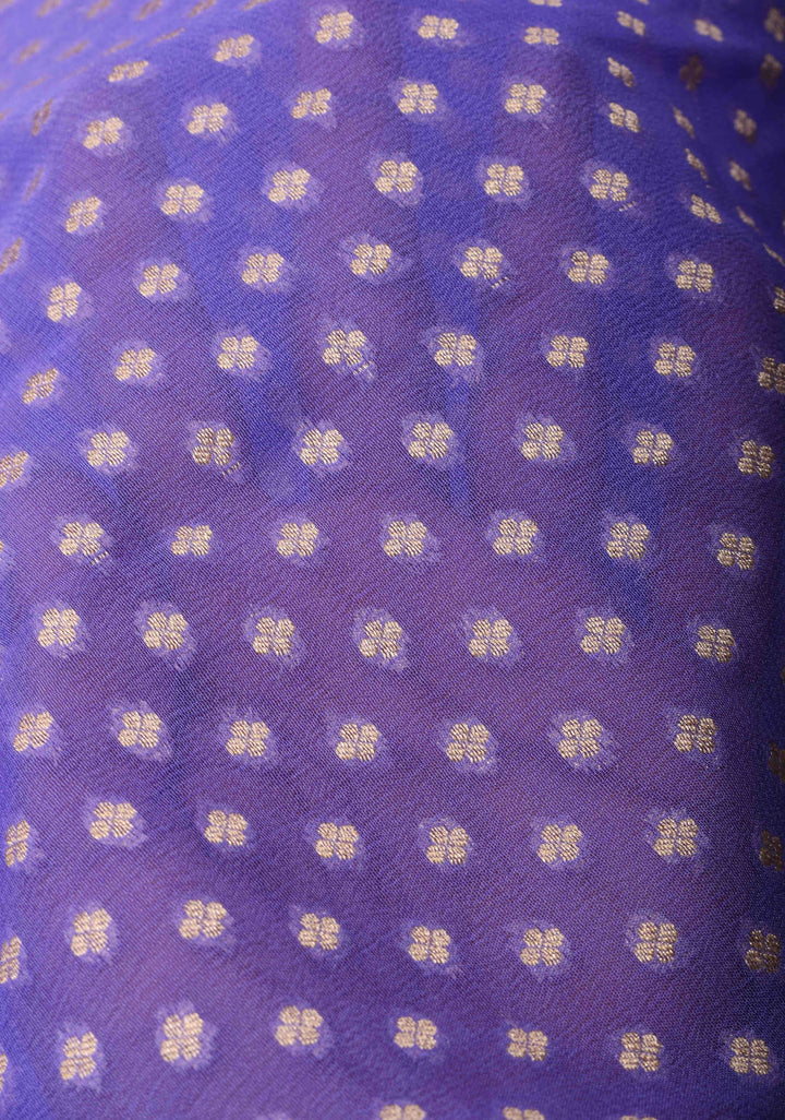 Blue Banarasi Georgette Silk Saree with Chunri Butti and and  Zari Border | SILK MARK CERTIFIED