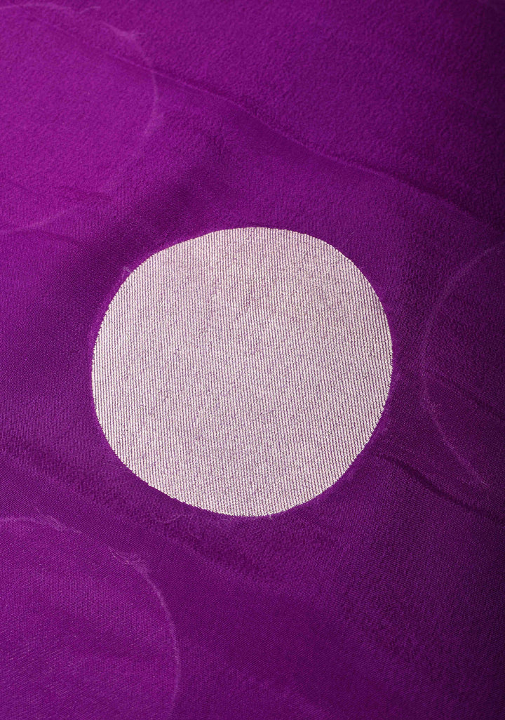 Purple Banarasi Chiffon Silk Saree with Big Polka Dot Buttas and Zari Border | SILK MARK CERTIFIED