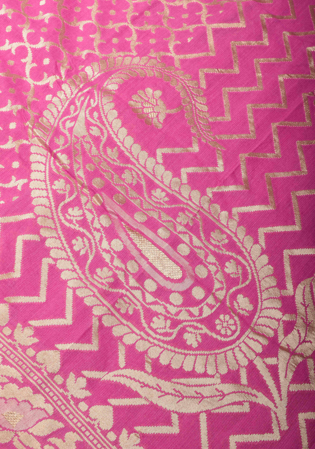 Pink Pure Tussar Georgette Silk Saree with Moroccan Trellis Jaal and Zari Border | SILK MARK CERTIFIED