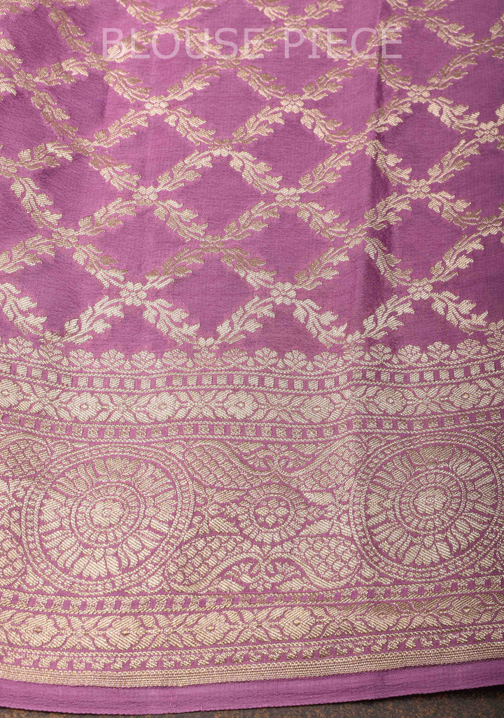 Lavender Banarasi Georgette Silk Saree with Chunri Butti and and  Zari Border | SILK MARK CERTIFIED