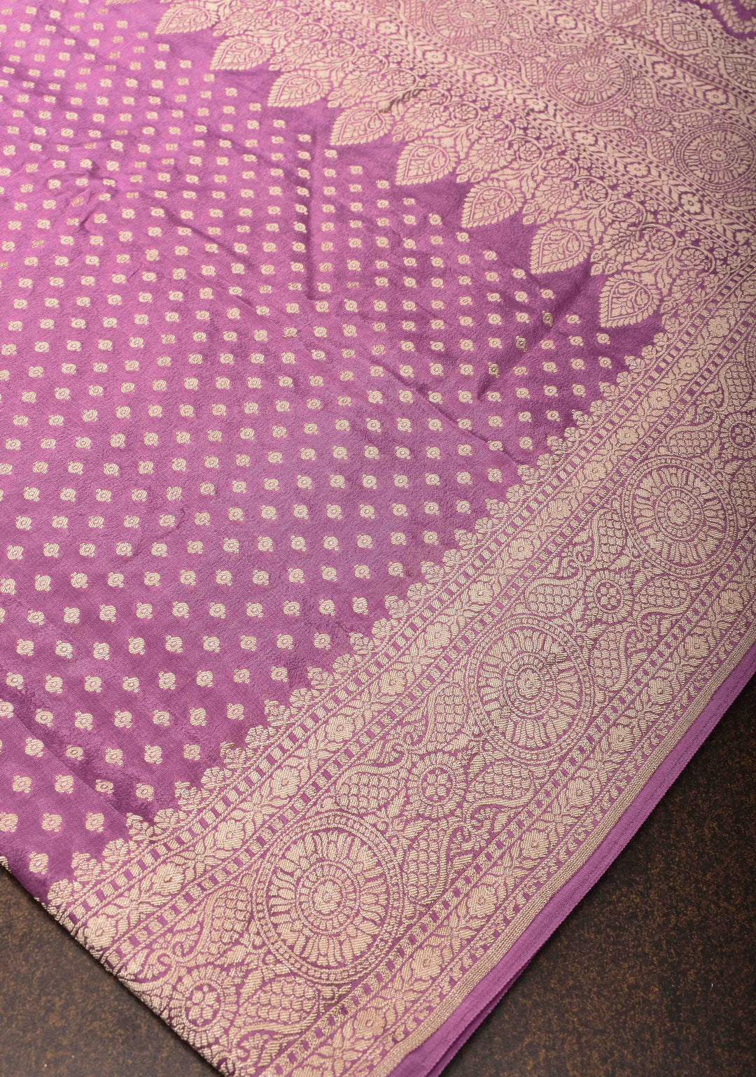 Lavender Banarasi Georgette Silk Saree with Chunri Butti and and  Zari Border | SILK MARK CERTIFIED