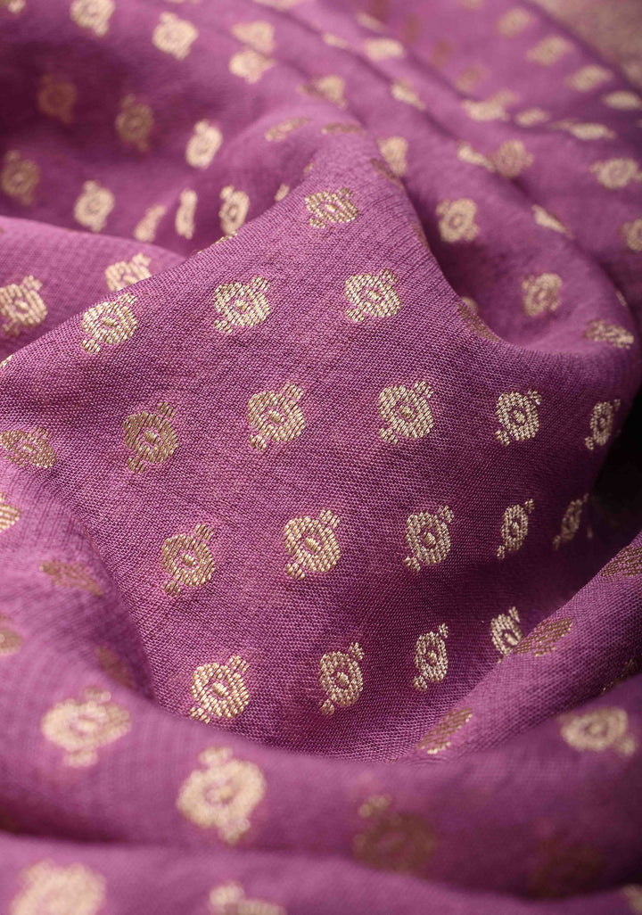 Lavender Banarasi Georgette Silk Saree with Chunri Butti and and  Zari Border | SILK MARK CERTIFIED