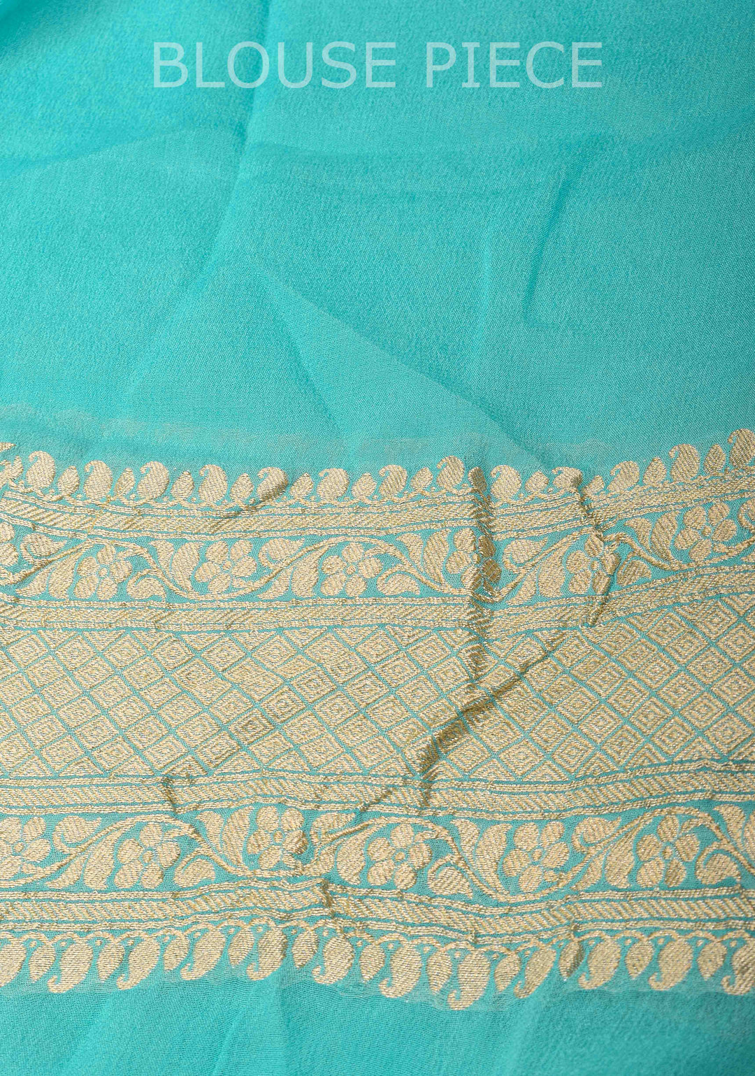 Cyan Pure Georgette silk saree with Leheria Pattern and Zari border | SILK MARK CERTIFIED