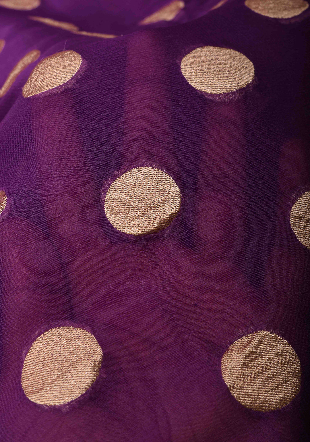 Purple Banarasi Georgette Silk Saree with Coin Butta and and  Zari Border | SILK MARK CERTIFIED