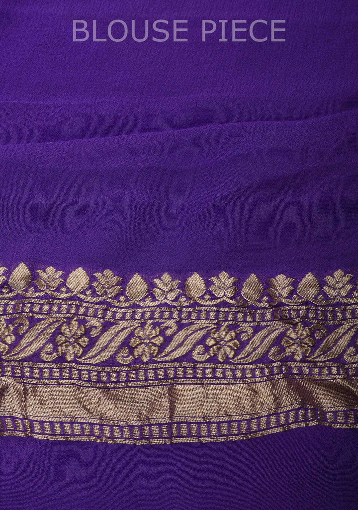 Chudi design Dark Lavender Floral jaal Pure Georgette silk saree with Zari border | SILK MARK CERTIFIED