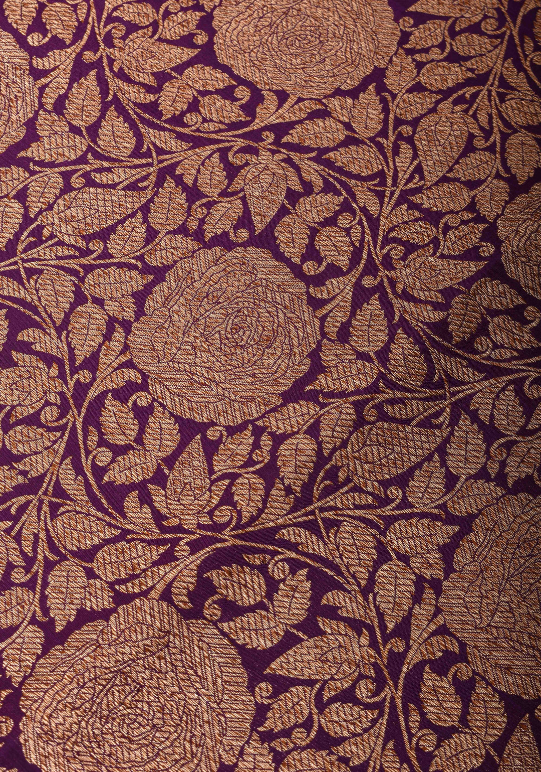 Purple Banarasi Katan Silk Saree with Antique Rose Brocade Jaal and Borders | SILK MARK CERTIFIED