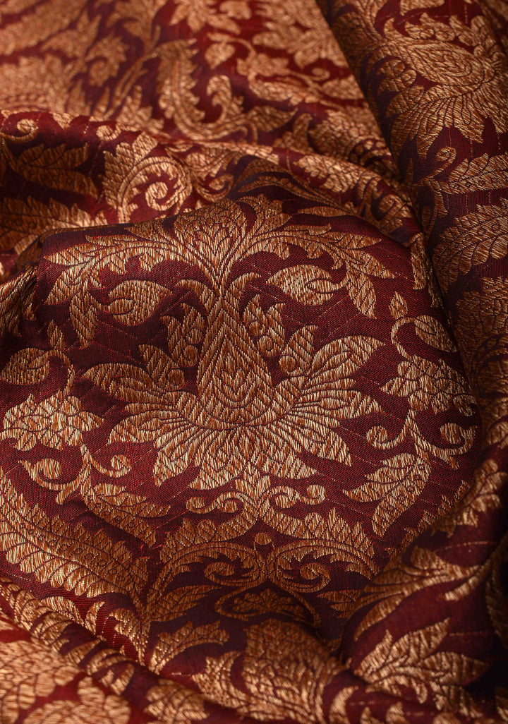 pre-order Red Banarasi Katan Silk Saree with Floral Brocade and Zari Borders | SILK MARK CERTIFIED