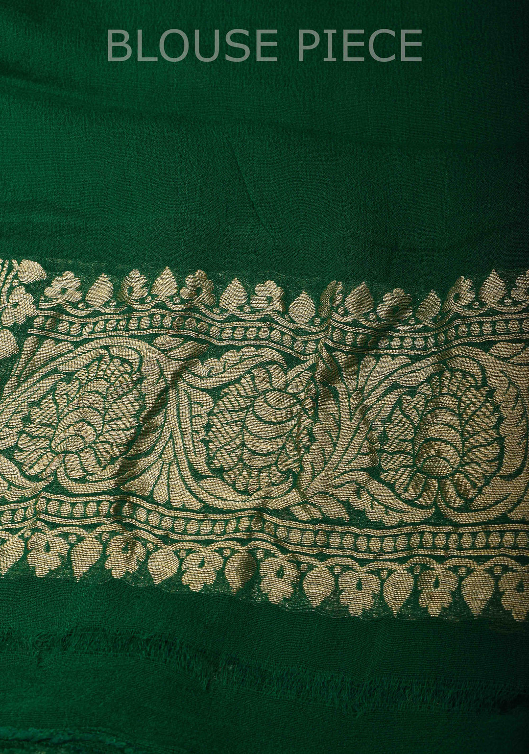 Bottle Green Banarasi Georgette Silk Saree with Vertical Stripes and Zari Border | SILK MARK CRTIFIED