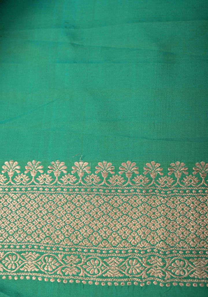 Sea Green Pure Banarasi Katan Silk Saree with Geometric Brocade and Zari Border | SILK MARK CERTIFIED