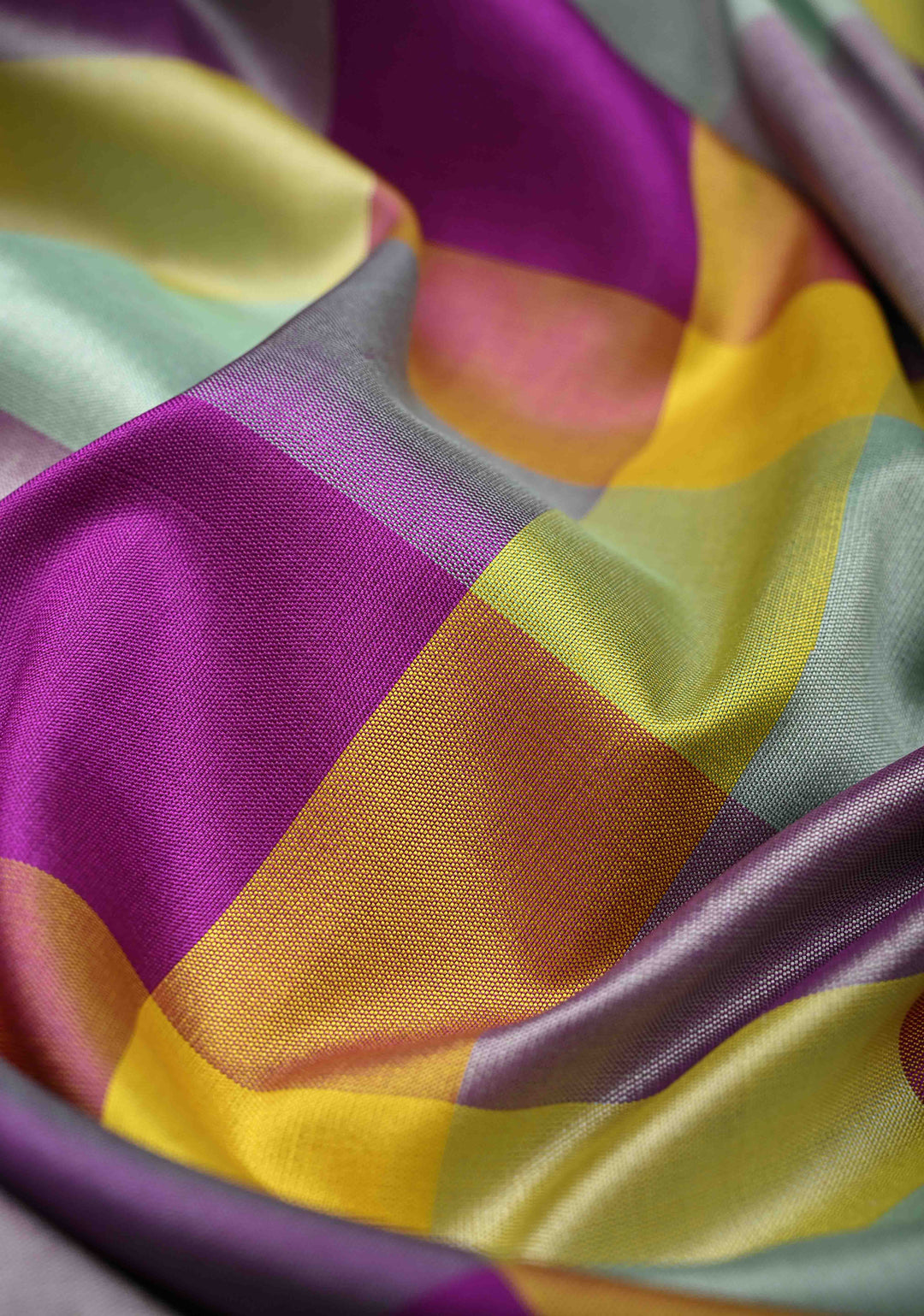 Exquisite Multicolor Banarasi Katan Silk Saree with Checks and Kanjivaram Style Borders | SILK MARK CERTIFIED