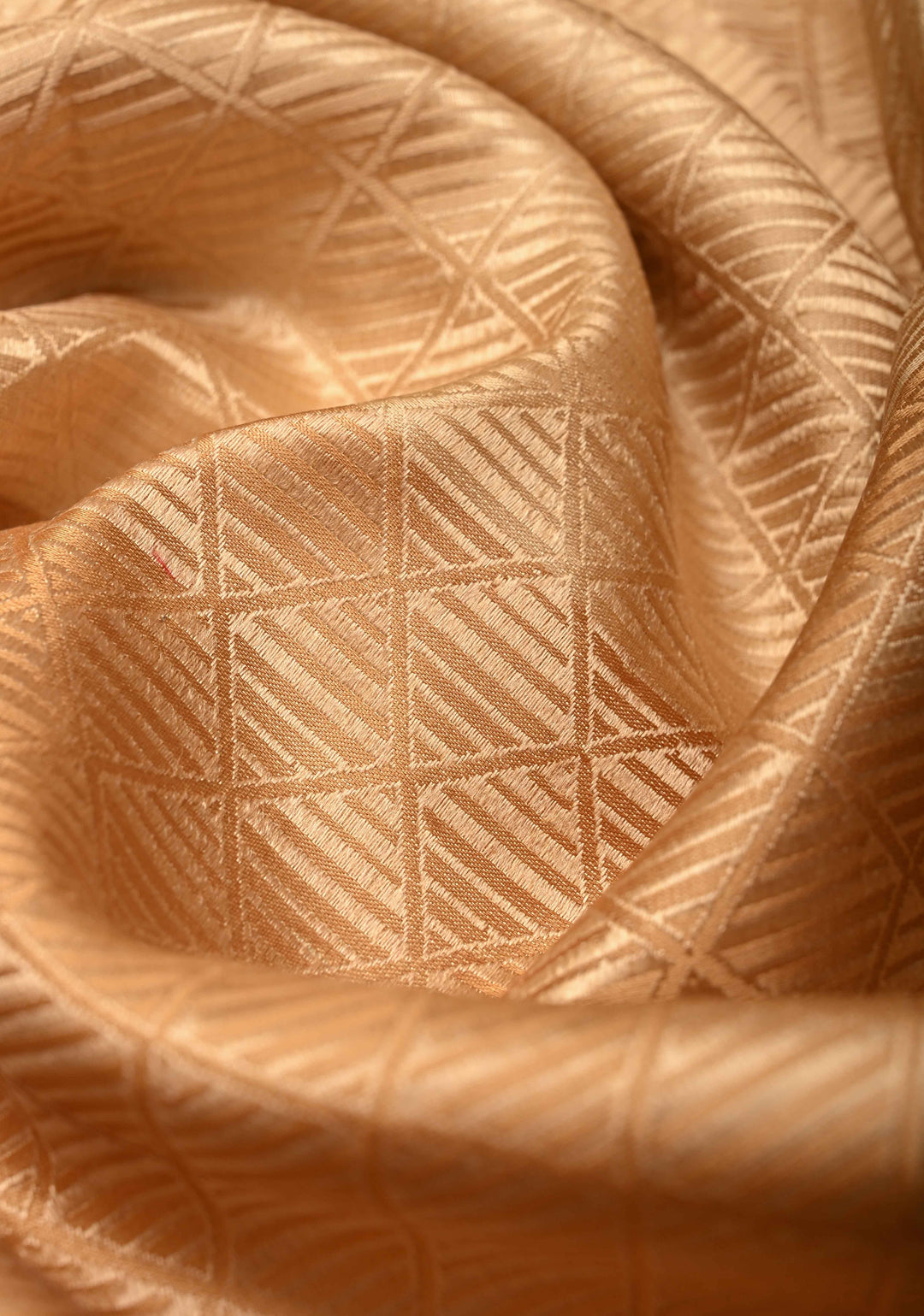 2 color Cream and Brown Ombre Gradient Mashru Silk Saree with Geomatric Design and Contrast Border | SILK MARK CERTIFIED