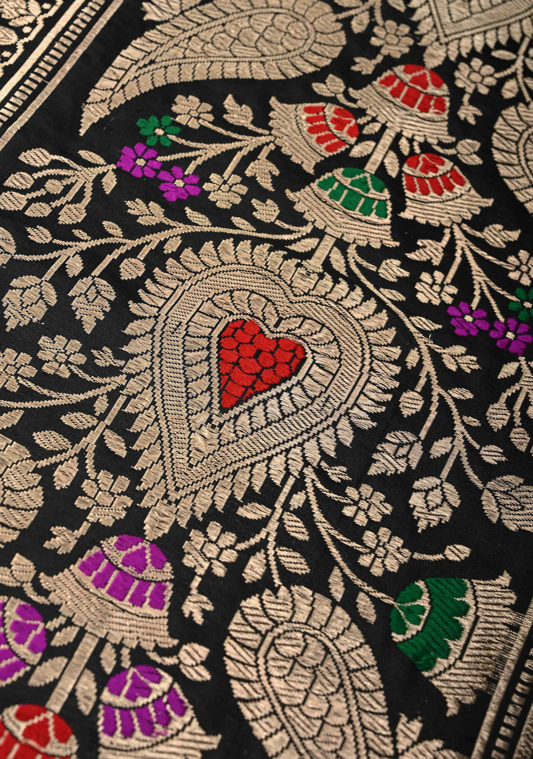 Cyan Green Pure Banarasi Katan Silk Saree with Floral Zari Buttas and Contrst  Meenakari Wide Border | SILK MARK CERTIFIED